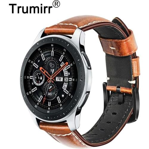 Italian Vintage Genuine Leather Watchband 22mm for Samsung Galaxy Watch 46mm Gear S3 Quick Release Band Steel Buckle Wrist Strap