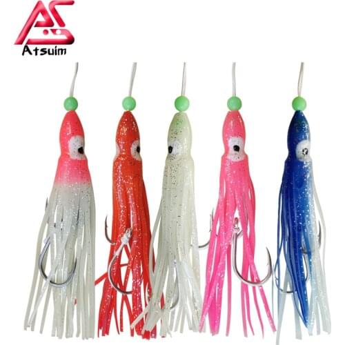 AS 5pcs/lot Assist Hooks With Squid Skirts Inchiku Assist Hooks Large Sized Jig Octopus Squid Snapper Jigs Hook 12cm Soft Bait