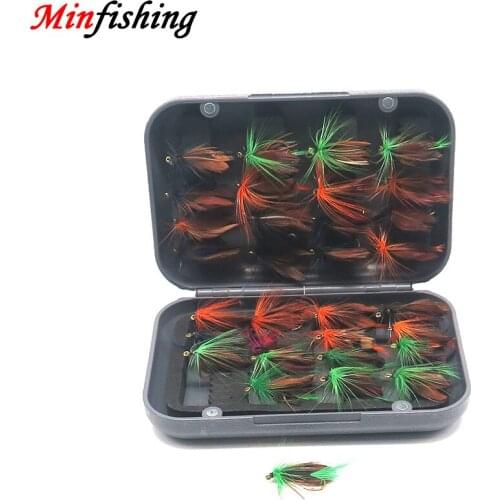 Minfishing 32Pcs/Box Colorful Fly Lure Trout Bait Fly Fishing Flies with Boxed Carp Artificial Bait Fishing Tackle