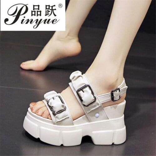 Fashion High Platform Sneakers Buckle Punk Chunky Sandals Cool Womens Beach Sandals Open Toe Casual Summer Sports Shoes