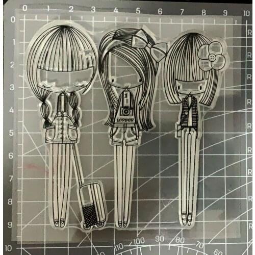 Cartoon Girl Stamp Scrapbooking Alphabet Embossing Craft Making Silicone Transparent