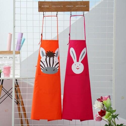 Cartoon Kitchen Apron Rabbit Lion Zebra Printing Kids Aprons BBQ Apron For Women Cooking Baking Restaurant Apron Cleaning Tools