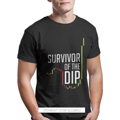 Survive The Dip Crew Neck Men TShirt Bitcoin Cryptocurrency Miners Meme Fabric Original T Shirt Mans Tops Fashion Plus Size
