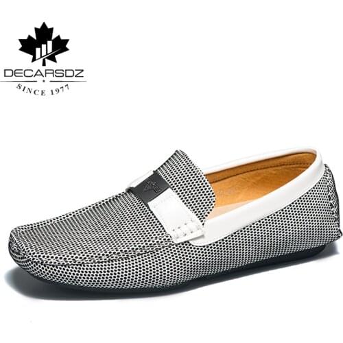 DECARSDZ Men Shoes 2021 Mens Casual Shoes Comfy Slip-On Leather Fashion Driving Footwear Brand Design Moccasins Boat Shoes