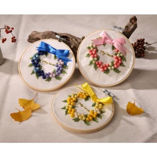 15x15cm Flower Shop Plant Series European embroidery kit simple three-dimensional embroidery Ribbon kit embroidery needlework