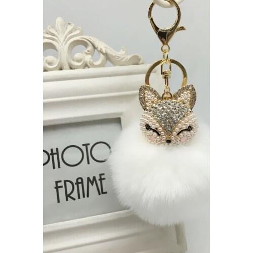 2019 New Fashion Cute Faux Fox Fur Ball Plush Keychain Car Key Chain for Women Bag Pendant EH433