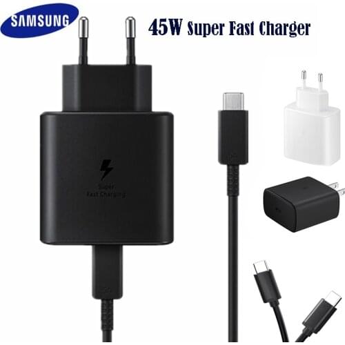 Original Samsung 45W PPS PD Super Fast Charger Dual Type C USB Data Cable For GALAXY Note 10 10+ S10 S20 Plus S20 Ultra A91 A90