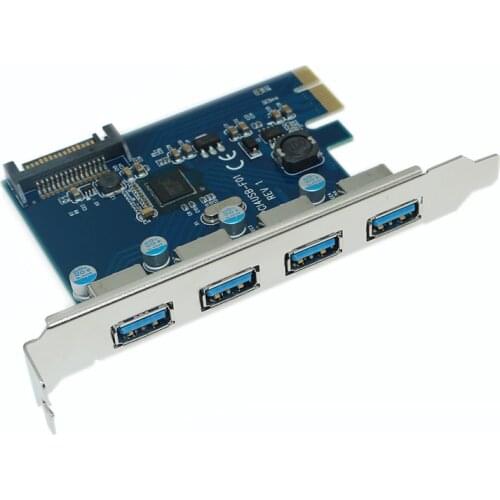 PCIE TO 4 Port USB 3.0 PCI-e Adapter PCI Express USB 3.0 4 port HUB 5.0Gbps 19Pin FL1100 chipset Support WIN10 WIN8 MAC OS