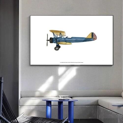 Cartoon Airplane Printing Poster Wall Art Canvas Painting Nordic for Porch Home Living Room Bedroom Childrens Room Decoration