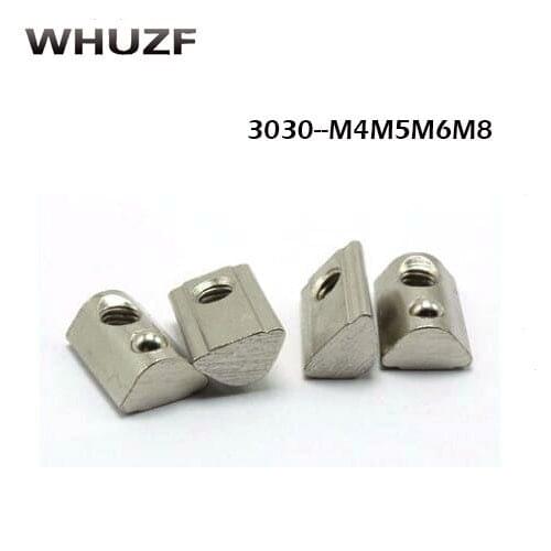 100pcs 3030 Series Thread M4/5/6/8 T Spring t slot nuts Half Round Elasticity Square Nut Aluminum Profile Accessories Slot 8