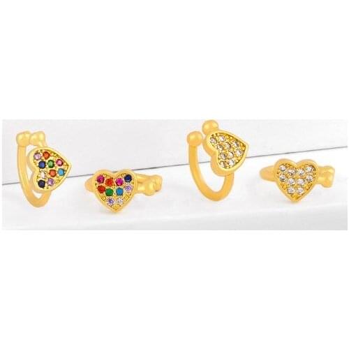Multicolor Brass micro pave cz zircon cubic zirconia Ear clip cuff Earrings no piercing copper gold plated crystal rft2c