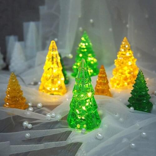 DIY Crystal Epoxy Resin Mold Christmas Tree Hand-made Mold Small Night Light Table Creative Mirror Silicone Mold For Resin