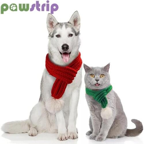 Dog Scarf Pet Knitted Warm Neck Scarf Dog Cat Christmas Decoration Ornaments Solid Color Pet Dog Cat Accessories Pet Supplies