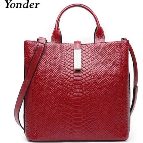 Yonder Fashion Elegant Design Womens Handbag Crocodile Leather Shoulder Bag Large Capacity Ladies Commute Working Crossbody Bag