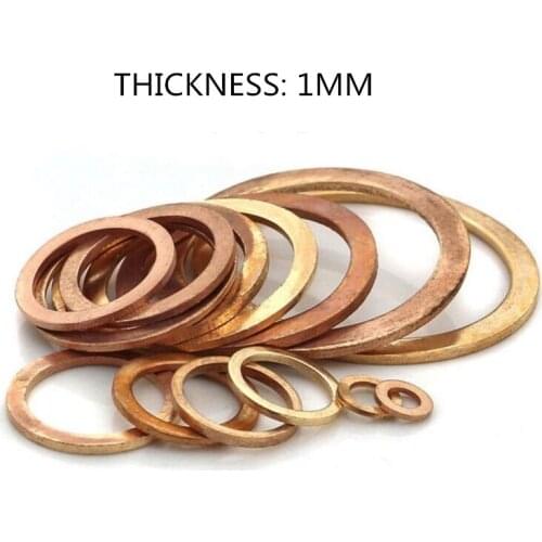 Thickness 1MM M4 M5 M6 M7 M8 M9 M10 M11 M12~M15 Solid Copper Flat Sealing Ring Gasket Sump Plug Oil Fittings Washers