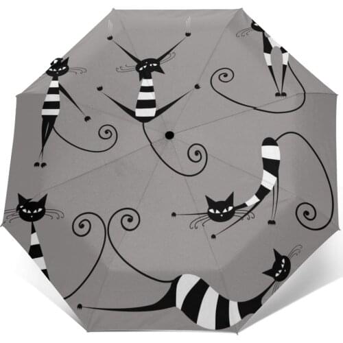 Cool Cats Crazy Cats Windproof Automatic Folding Inverted Umbrella Portable Paraguas for Man Woman