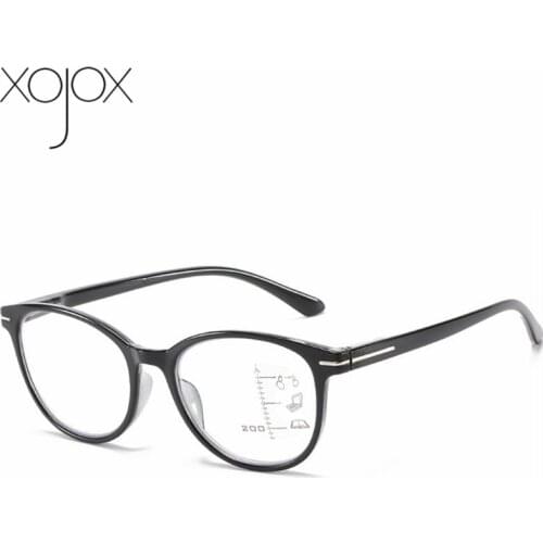 XojoX Progressive Multifocal Reading Glasses Men Women Anti Blue Ray Round Presbyopia Glasses Vintage Zoom Diopter+1.5 2.0 2.5