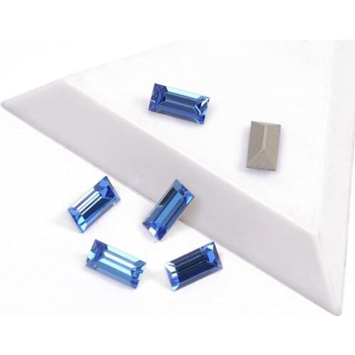 YANRUO 4501 Baguette Shape Crystal 24pcs/pack Best Quality Fancy Rhinestone Sapphire Color 5x10mm Crystal Stone For Nail Art Gem