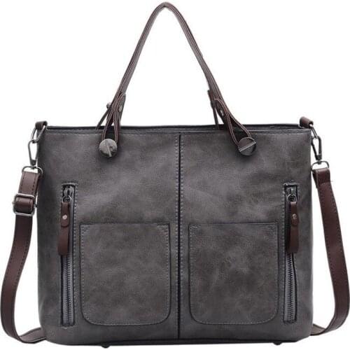 Womens bag 2021 new PU soft leather solid color retro shoulder bag large capacity cross-body portable zipper bag