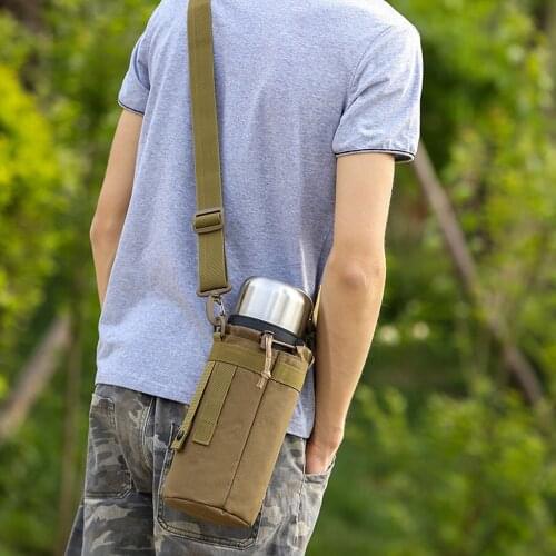 1.5L Tactical Bag Hunting Water Bottle Bag Kettle Pouch Holder Camping Cycling Bottle Drawstring Crossbody Bag Sling Army X227A