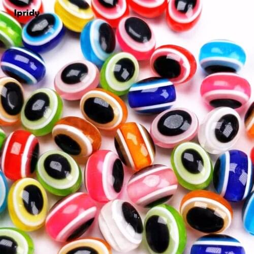100Pcs/lot Mixed Multicolor new Fashion Oval Eye Ball with Resin Beads,Evil Stripe Spacer Beads for Fashion Jewelry Making