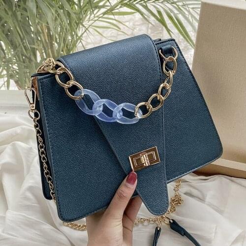 2021 Designer Bags Luxury Handbags Woman Chains Shoulder Bags Fashion Flap Crossbody Bag Female Vintage Blue Messenger Bag New