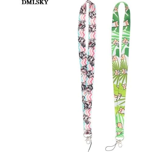24pcs/lot MD159 DMLSKY Cartoon Kawaii Dog Lanyard Keychain keys Badge ID Card Mobile Phone Rope Neck Straps Accessories Gifts
