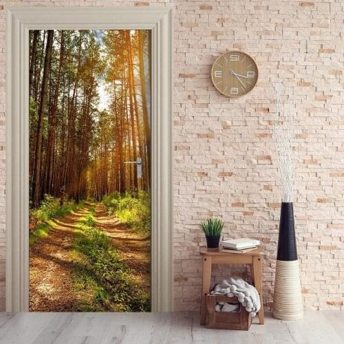 3D Customized Forest Trail Door Mural Wallpaper mural Wall Print Decal Wall Deco Wall Mural Photo self adhesive door wrap