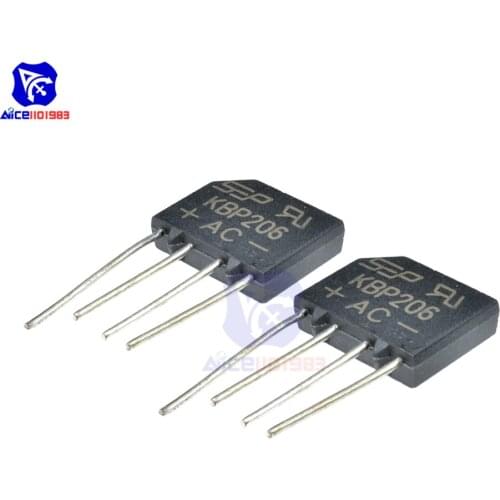 5PCS/Lot Bridge Rectifier Diode KBP206 SIP-4 2A 600V Single Phase Bridge Rectifier Original Integrated Circuit