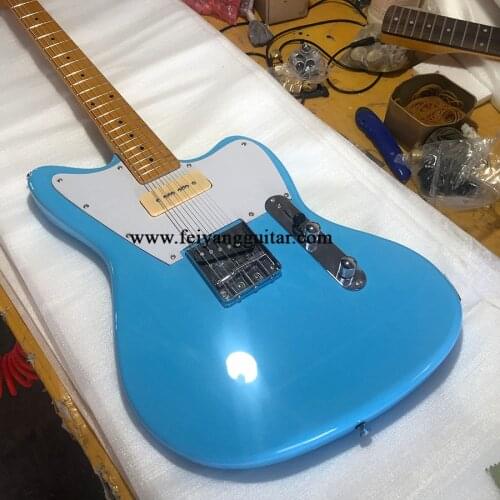 High-quality 6-string electric guitar, blue paint, special-shaped guitar, retro color neck, back string, package shipping