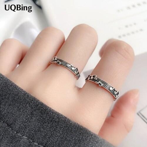 925 Sterling Silver Stave Music Notes Couple Rings for Women Men Jewelry 2012