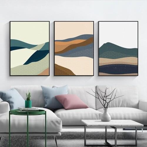Abstract Geometric Landscape Wall Art Poster Nordic Prints Mountain Canvas Paintings Modern Pictures For Living Room Decoration