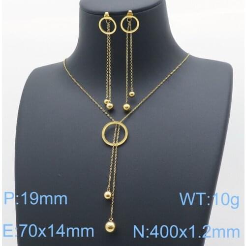 Free Shipping Fashion Stainless Steel Jewelry 3 Colors Necklace And Stud Earrings Sets For Woman SBJZGACA