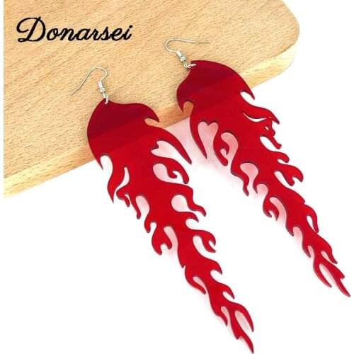Donarsei Exaggerated Long Transparent Flame Acrylic Earrings For Women Hip Hop Acetate Geometric Drop Dangle Earrings Party