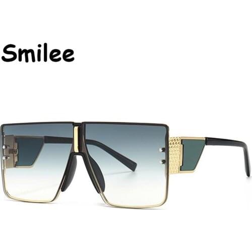 Oversized Gradient Green Square Sunglasses Women 2021 Trendy Vintage Brand Designer Large Sun Glasses Men High Quality Eyewear