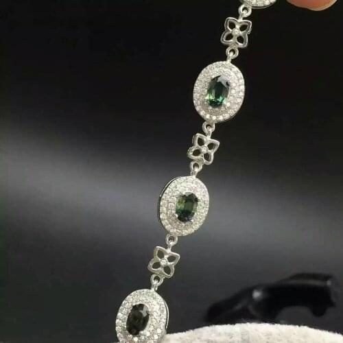 S925 silver natural blue sapphire gem bracelet natural gemstone bracelet Romantic Clover Lovely women party gift fine jewelry