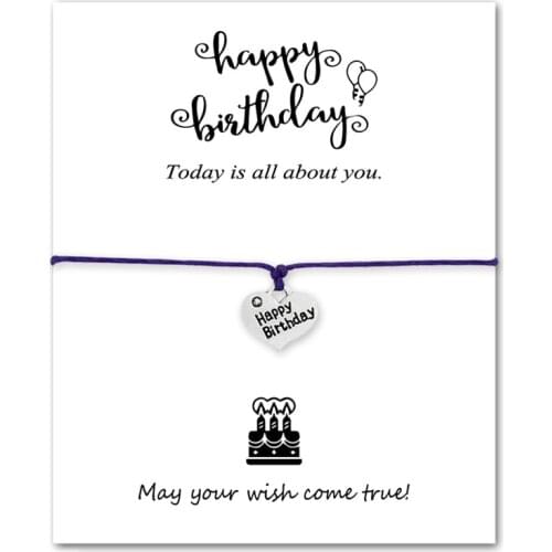 Happy Birthday Cake Heart Charm Bracelets Rope Chain Jewelry Women Men Boy Girl Unisex Gift Drop Shipping