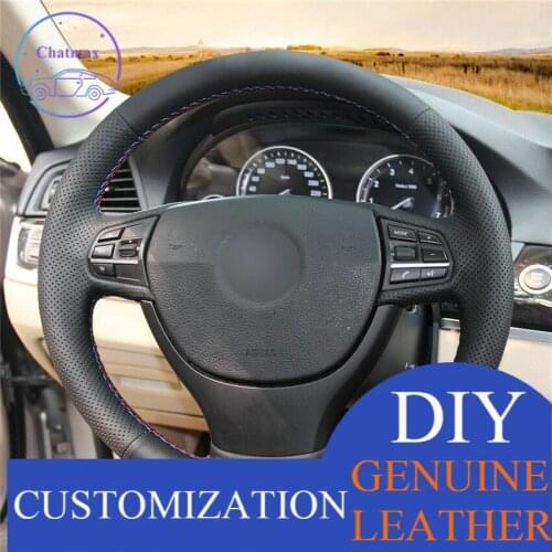 For BMW F10 523Li 525Li hand-sewn steering wheel cover black artificial leather Anti-slip fit all season comfort touching