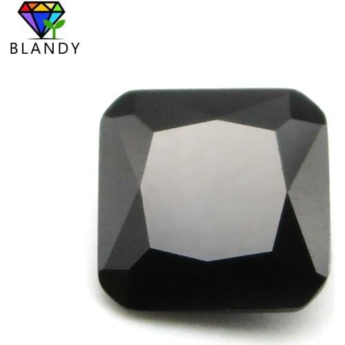 Black Cubic Zirconia Stone 3x3~10x10mm Loose Octangle Shape Princess Cut Black CZ Stone Synthetic Gems For Fashion Jewelry