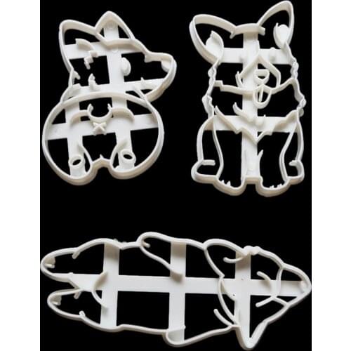 DIY Tool 3Pcs/Set Cookie Cutters Mold Cute Corgi Dog Shaped Biscuit Baking Tool Bakeware Kitchenware for Kids Hand Mold