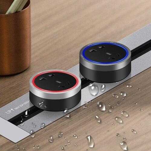 KXN Electrical Tabletop Concealed Hidden Track Socket UK US EU AU Standard Adapters with USB for Home Kicthen Meeting Room