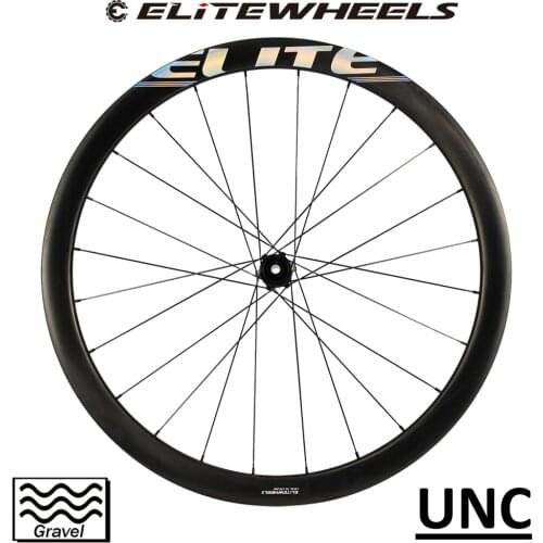 ELITEWHEELS 700C Gravel Carbon Wheels 40mm Rim Depth Road Disc Bike Wheelset Tubeless Compatible Ratchet System 36T Hub 24H UNC