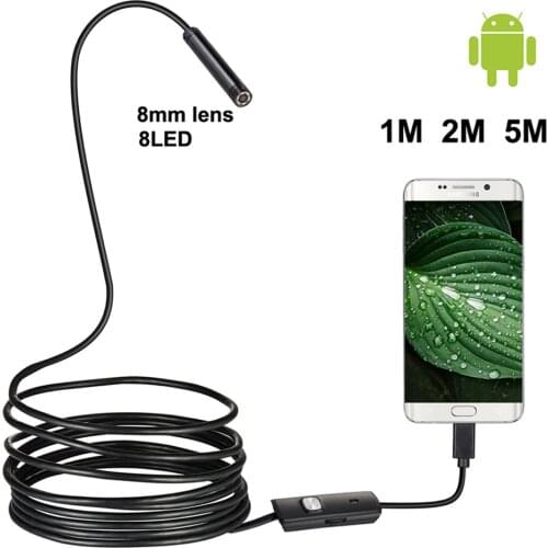 8MM 6LED 2IN1 Android Endoscope Micro USB Endoscope IP67 Waterproof Inspection Camera Video Cam for Andriod Phone and PC 2M