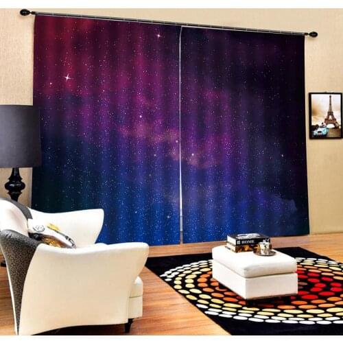 Purple star 3D Curtain Luxury Blackout Window Curtain Living Room space sky curtains Blackout curtain
