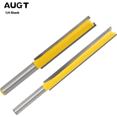 AUGT 1/4" 8MM Shank Long Cleaning Cutter Wood Double-edged Router Bit Grooving Cutter For Wood Slotting Milling Cutter Tools