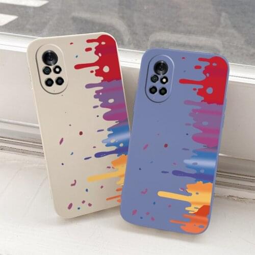 Ins Simple Watercolor Shockproof Liquid Silicone Case For Huawei Nova 8 7 6 SE 5 Pro 5Z 5I 5Ipro 5T 4 4E Phone Back Cover Case