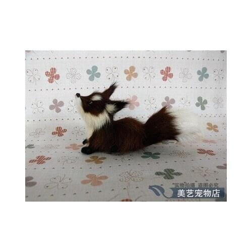 Simulation small dark fox 15x6x8cm toy model polyethylene&furs fox model home decoration props ,model birthday gift d044