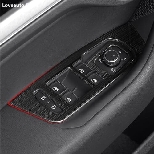 Car Door Window Lift Switch Button Cover Trim Panel Stainless Steel Accessories for Volkswagen VW Touareg 2021 2020 2019
