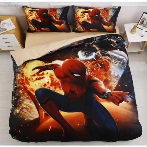 Marvel Spider Man Cartoon Bedding Set Iron Man Disney Mickey Mouse Frozen Duvet Cover Kids Gifts Comforter Bedclothes Bed Linens
