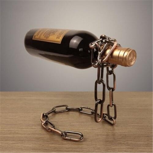 Creative Suspension Iron Chain Wine Rack Metal Chain Hanging Wine Bottle Holder Bar Cabinet Display Stand Shelf Bracket Decor